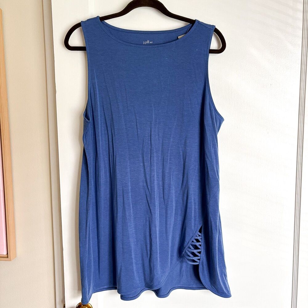Womens J Jill Fit Size Large Tank Top Pullover Relaxed Fit Blue New with Tags